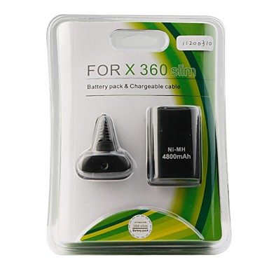 XBOX 360 Batéria 4800mAh + nabíjací kábel ČIERNA