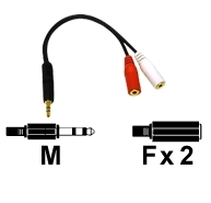 AV kábel 3.5mm Male to 2-3.5mm Female Audio