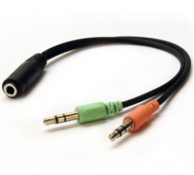 AV kábel 3.5mm Female to 2-3.5mm Male Audio