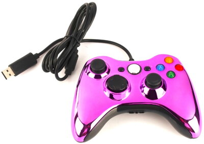 Xbox 360 káblový ovládač chrómovaný fialový limited