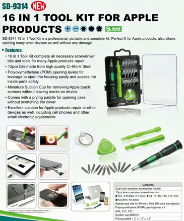 Profi náradie SD-9314 16v1 iPod / iPad / iPhone / MacBook