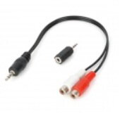 Audio kábel 3,5 mm jack samec na 2x RCA samica + redukcia 2,5 mm