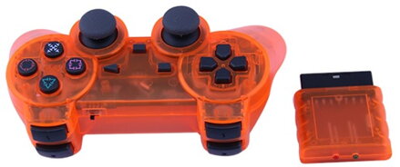 Ovládač PS2 2,4G bezdrôtový kryštál oranžová