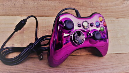 Xbox 360 káblový ovládač chrómovaný fialový limited