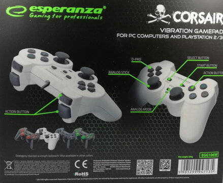 Corsair Gamepad Esperanza GX500 (PC/PS2/PS3) biely