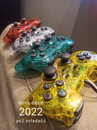 Ovladač PS2 kabelový modrý crystal