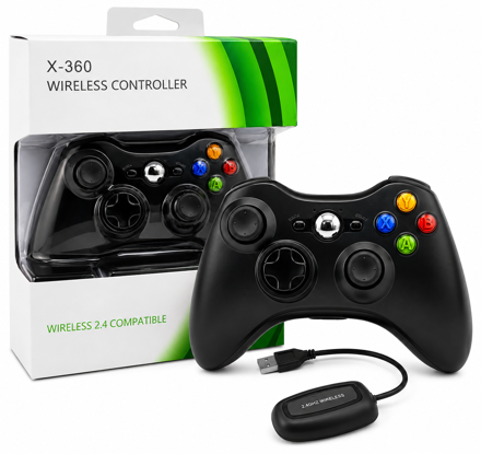Bezdrôtový ovládač XBOX 360 / PC 2,4 GHz čierny