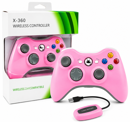 Bezdrôtový ovládač XBOX 360 / PC 2,4 GHz ružový