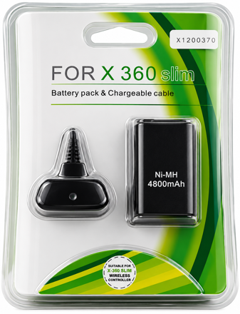 XBOX 360 Batéria 4800mAh + nabíjací kábel ČIERNA