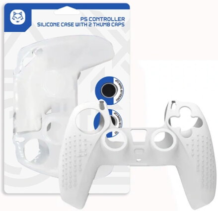 Silikonový obal pro ovladač PS5 bílý + kloboučky