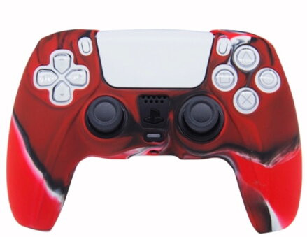 Silikonový obal pro ovladač PS5 červený camo + kloboučky