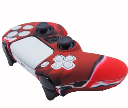 Silikonový obal pro ovladač PS5 červený camo + kloboučky