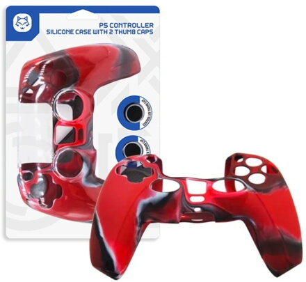 Silikonový obal pro ovladač PS5 červený camo + kloboučky