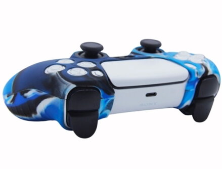 Silikonový obal pro ovladač PS5 modrý camo + kloboučky