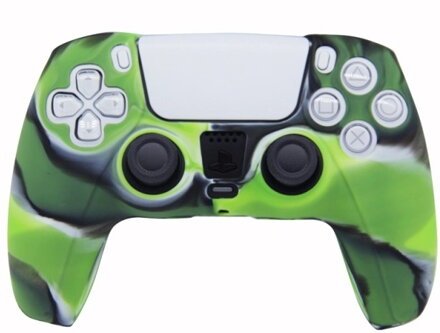 Silikonový obal pro ovladač PS5 zelený camo + kloboučky