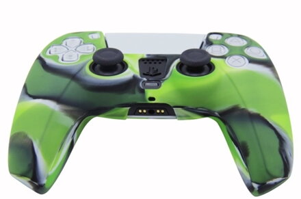 Silikonový obal pro ovladač PS5 zelený camo + kloboučky
