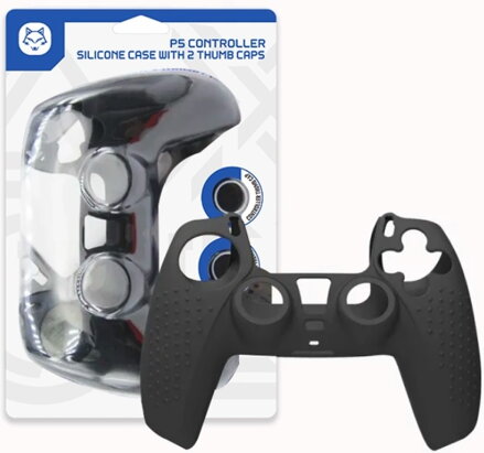 Silikonový obal pro ovladač PS5 černý + kloboučky
