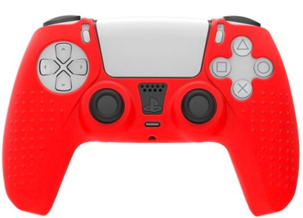 Silikonový obal pro ovladač PS5 červený + kloboučky