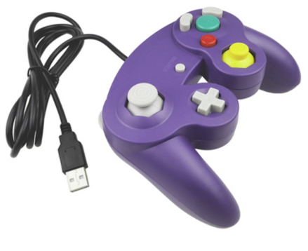 USB gamecube káblový Joypad pre PC - fialový