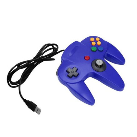 USB N64 Design PC ovládač - modrá