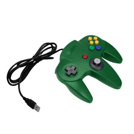 USB N64 Design PC ovládač - zelená