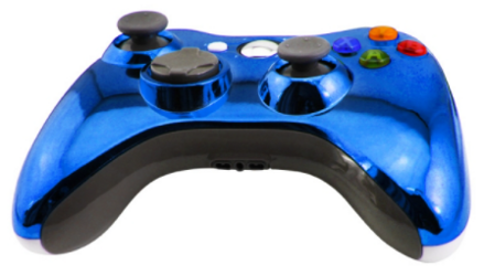 Xbox 360 káblový ovládač chrómovaný modrý limited