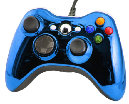 Xbox 360 káblový ovládač chrómovaný modrý limited