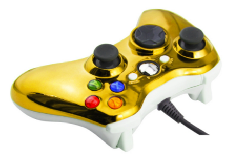Xbox 360 káblový ovládač chrómovaný žlutý limited