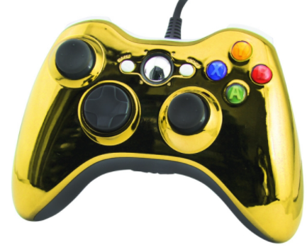 Xbox 360 káblový ovládač chrómovaný žlutý limited