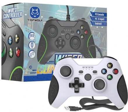 USB káblový ovládač pre PC biely XBOX design