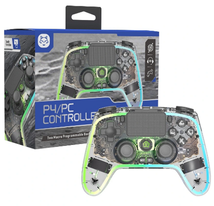 PS4 bezdrôtový ovládač crystal s RGB podsvietením