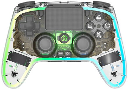 PS4 bezdrôtový ovládač crystal s RGB podsvietením