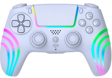 PS4 bezdrôtový ovládač biely s RGB podsvietením