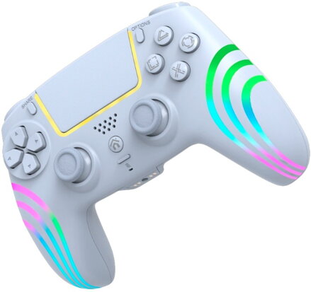 PS4 bezdrôtový ovládač biely s RGB podsvietením