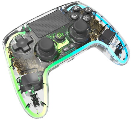 PS4 bezdrôtový ovládač crystal s RGB podsvietením