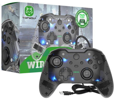 Káblový ovládač Crystal čierny pre xbox Series X/S