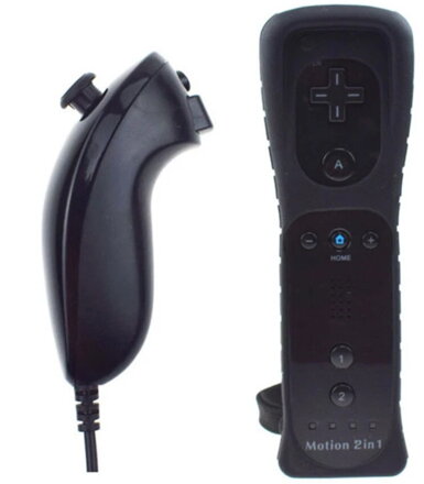 Wii Remote Controller + Nunchuck černý + motion + silikonový obal