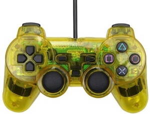 Ovladač PS2 kabelový žlutý crystal