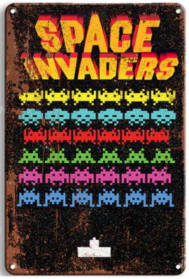 Plechová cedule Space Invaders 20x30 cm