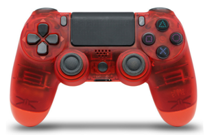 PS4 bezdrôtový ovládač červený transparentný