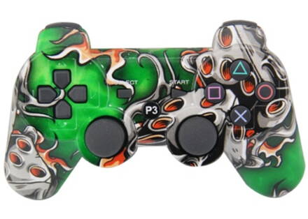 Ovládač PS3 Bluetooth Anime Skull Green