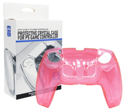 Crystal priehľadný obal na ovládač PS5 - ružové