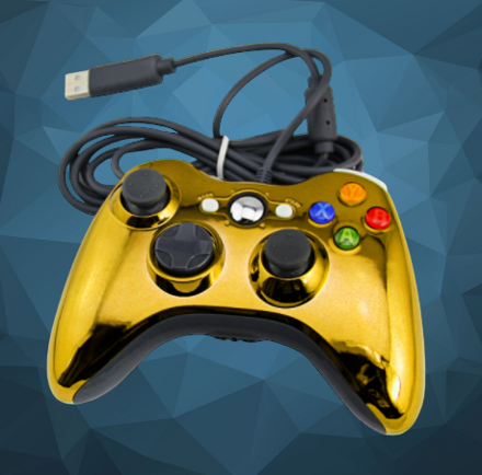 Xbox 360 káblový ovládač chrómovaný žlutý limited