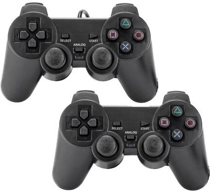COMBO set 2 káblových ovládačov PS2 čiernych COMBO set 2 káblových ovládačov PS2 čiernych