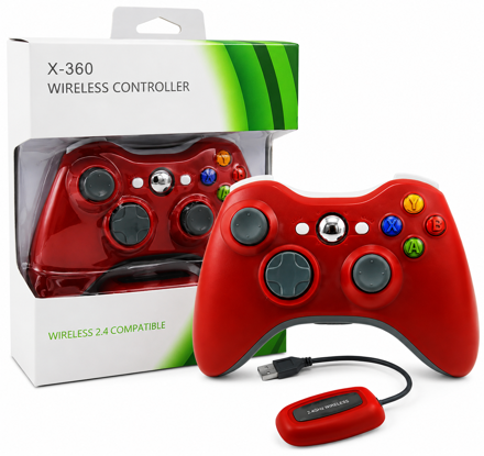 Bezdrôtový ovládač XBOX 360 / PC 2,4 GHz červený