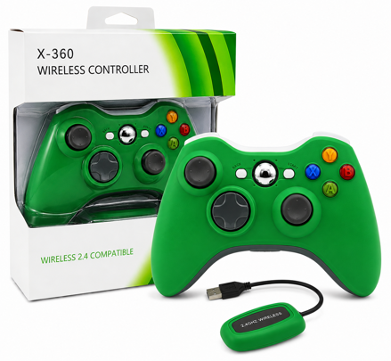 Bezdrôtový ovládač XBOX 360 / PC 2,4 G zelený