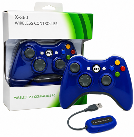 Bezdrôtový ovládač XBOX 360 / PC 2,4 GHz modrý