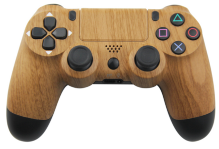 PS4 bezdrôtový ovládač s dreveným vzorom
