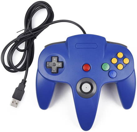 USB N64 Design PC ovládač - modrá