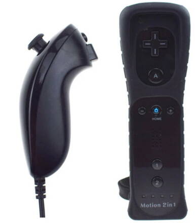 Wii Remote Controller + Nunchuck černý + motion + silikonový obal